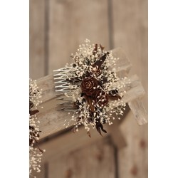 Květinový hřeben do vlasů "Šišková s gypsophillou menší"