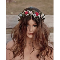 Floral, flower half head wreath, hair wreath, crown according to contract