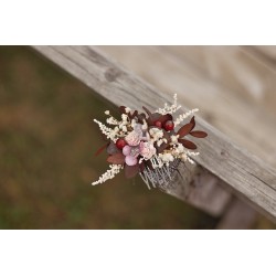 Květinový hřeben do vlasů "Starorůžová III." mini