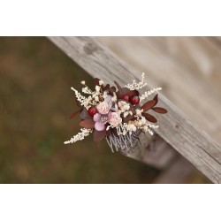 Květinový hřeben do vlasů "Starorůžová III." mini