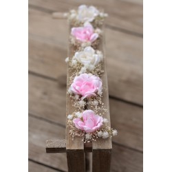 Vlásenky, set 5ks "Růžičky s gypsophillou"