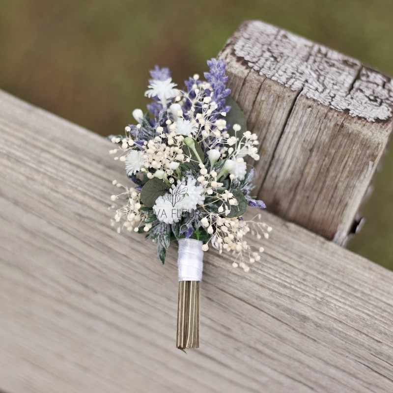 Korsáž - klopa ženicha "Levandule s eukalyptem II."