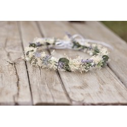 Květinový věneček do vlasů "Levandule s eukalyptem II."