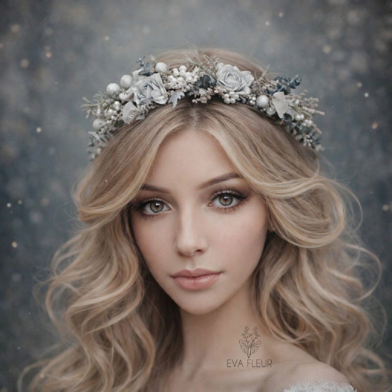 Květinová čelenka do vlasů "Šedé oči Tvé"