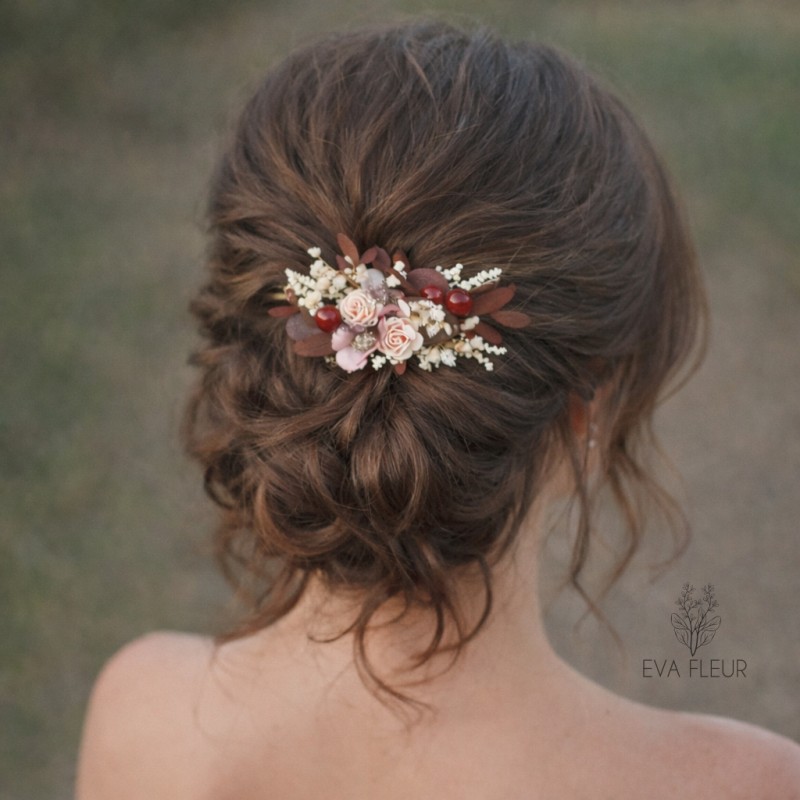 Květinový hřeben do vlasů "Starorůžová III." mini