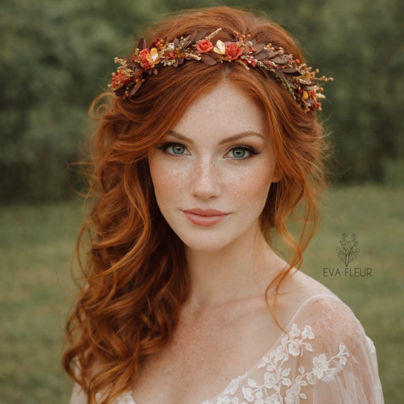 Květinový věneček do vlasů "Plamének"