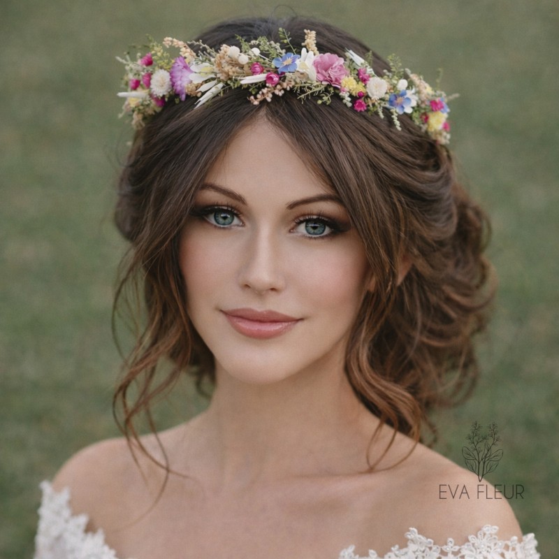 Květinový věneček do vlasů "Květy v rozpuku"
