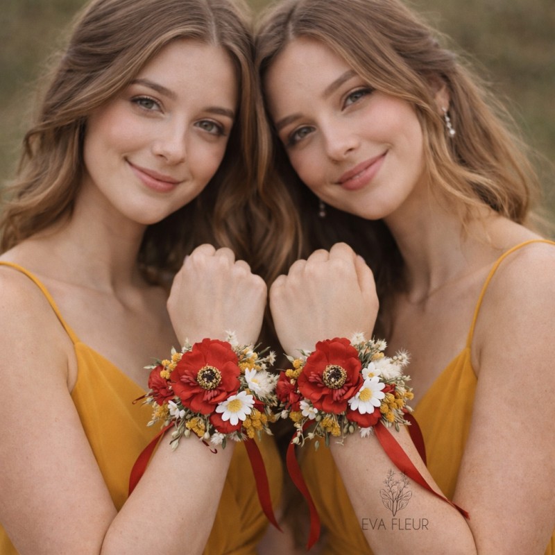 Květinový náramek na ruku "Polibek léta"