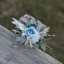 Květinový hřeben do vlasů "Dusty blue"