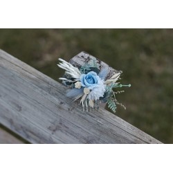 Květinový hřeben do vlasů "Dusty blue"