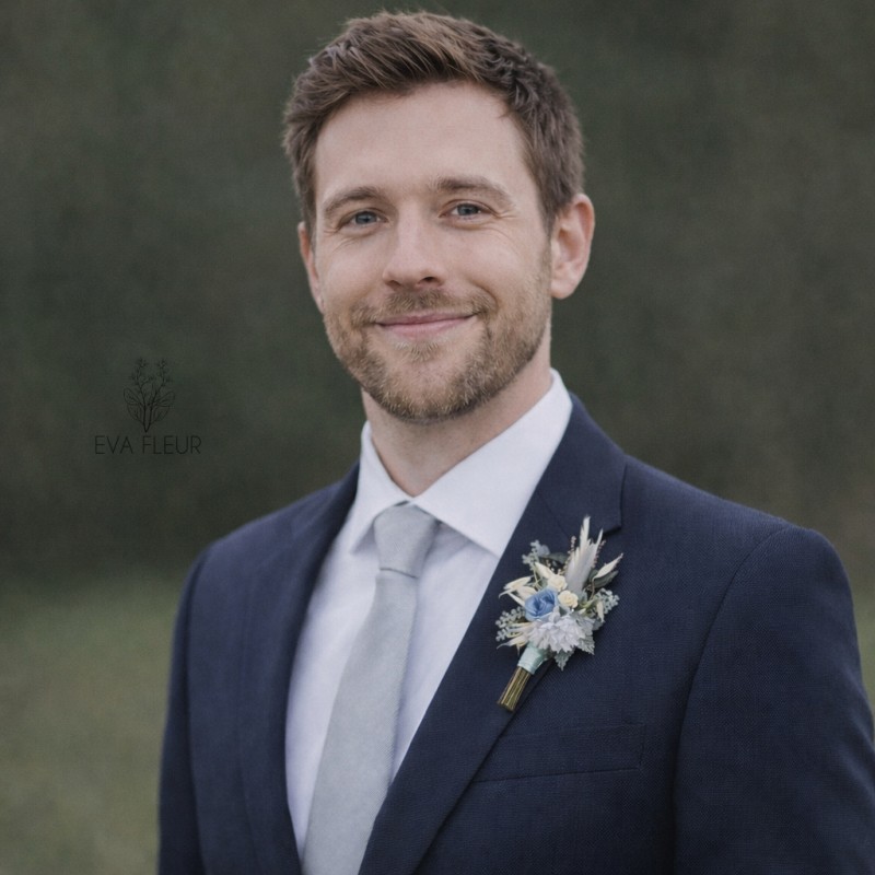 Korsáž - klopa ženicha "Dusty blue"