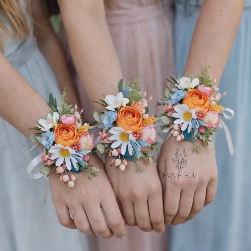 Květinový náramek na ruku "Polibek zapadajícího slunce"