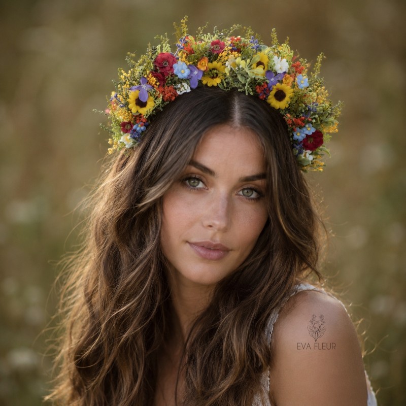 Floral, flower half head wreath, hair wreath, crown