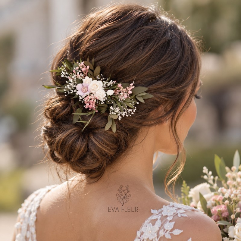 Floral, flower hair comb