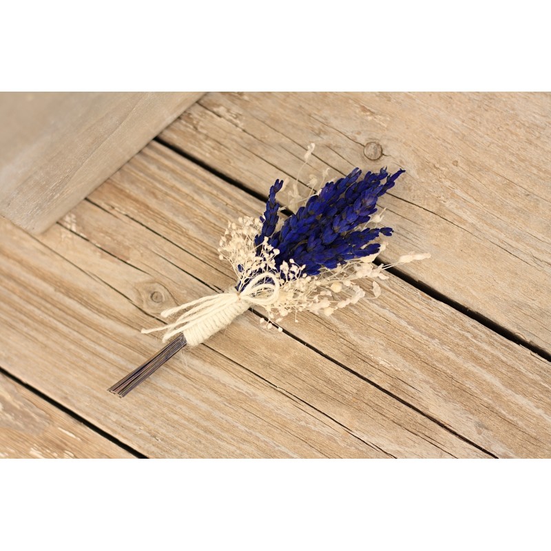 Korsáž - klopa ženicha "Levandulová s gypsophillou"