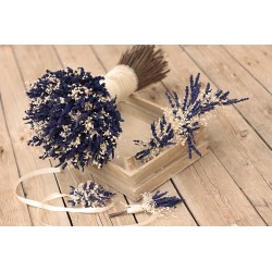 Korsáž - klopa ženicha "Levandulová s gypsophillou"