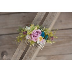 Floral, flower hair comb