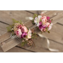Floral, flower hair comb