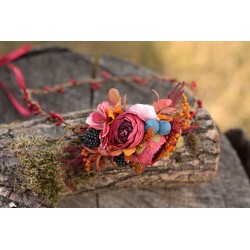 Autumn floral, flower hair wreath, crown