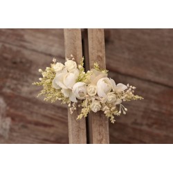 Francouzská květinová spona do vlasů "Bílá hortenzie"