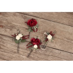 Hair flowers, set of 3pcs