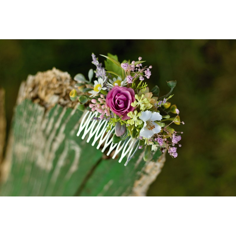 Floral, flower hair comb