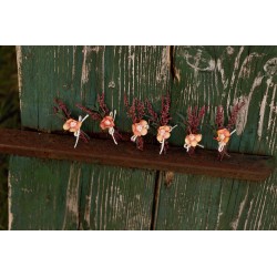 Flower wedding guest boutonniere, corsage, set of 6pcs