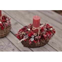 Vánoční aranžmá  - svícen "Rose gold v červené"