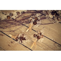 Korsáž - klopa ženicha "Šišková s gypsophillou"