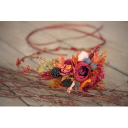 Autumn floral, flower hair wreath, crown