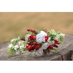 Květinový věneček do vlasů "Tulipány s růžemi"