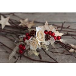 Květinová čelenka na gumičce "Vánoční čas"