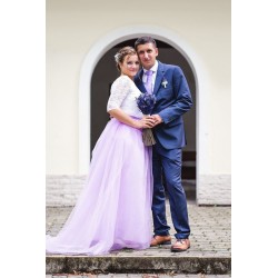 Korsáž - klopa ženicha "Levandulová s gypsophillou"